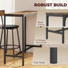 Bar Table Set Counter Height Barstools Set of 2 PU Cushioned Seats Rustic Brown