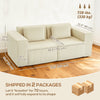 Boneless Couch, Corduroy 3 Seater Sofa with Deep Seat, Wide Armrests, 2 Pillows, Quick Assembly for Living Room, Beige