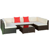 7 Pieces Patio Furniture Set, Rattan Conversation Set Garden Wicker Sofa Set with Washable Cushions and Coffee Table, All Weather PE Rattan Sectional Sofa, Beige