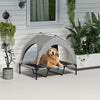 Raised Dog Bed Cooling Dog Cot w/ Canopy Washable Breathable Mesh, for Large Dogs, Light Grey