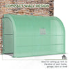 Walk-in Wall Lean-to Greenhouse, 10' x 5' x 7' Outdoor Gardening Green House with PE Cover, Windows, Shelves and 2 Zipper Doors, Green