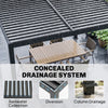 10 x 10 ft Louvered Pergola with Solar LED lights, Metal Roof, Outdoor Pergola Gazebo with Drainage Gutters, Black