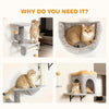 Cat Wall Shelves, 4 Pcs Cat Wall Furniture Set with Scratching Posts, Condo, Hammock, Perchs, Light Grey