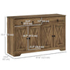 Kitchen Sideboard Cabinet with 2 Drawers, 4 Barn Doors and 2 Adjustable Shelves, Buffet Table for Living Room, Tan