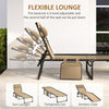 Outdoor Folding Chaise Lounge, Reclining Lounge Chair with Adjustable Backrest and Removable Pillow, Beige