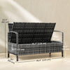 33 Gallon Outdoor Storage Bench, Wicker Deck Box Patio Bench Seat with Cushion, Grey