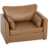 Accent Chair, PU Leather Armchair with Wide Seat, Spring Cushion, Rubberwood legs, 2 Pillows