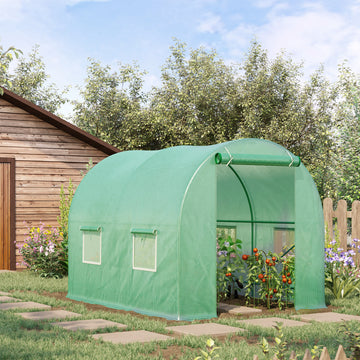 8'x6.6'x6.6' Heavy Duty Walk-in Greenhouse Garden Tunnel Hot House Outdoor Flower Vegetable Growth Warm House Roll Up Door, Windows, Steel