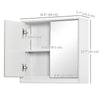 Wall Mounted Bathroom Medicine Cabinet Mirrored Cabinet with Hinged Door 2-Tier Storage Shelves White