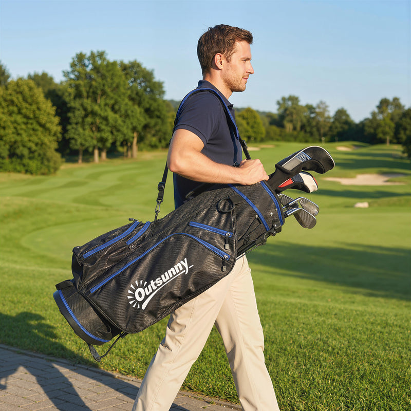 Ultra-Lightweight Golf Stand Bag with 6-Way Dividers and Cooler Pocket, All-Weather Men's Golf Bag, Blue