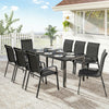 Outdoor Dining Sets for 8 with Stackable Chairs, Patio Dining Set with Glass Top Table for Garden, Patio, Backyard