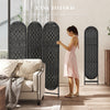 Bohemian Privacy Screen, Folding Room Divider with 3 Panels and Arched Top for Bedroom Living Room Office, Black