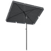6.5x4ft Rectangle Patio Umbrella Aluminum Tilt Adjustable Garden Parasol Sun Shade Outdoor Canopy Grey