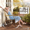 Outdoor 2-Person Glider Bench, Outside Swing Glider Chair Loveseat with Breathable Mesh, Table, Steel Frame, Light Mixed Brown