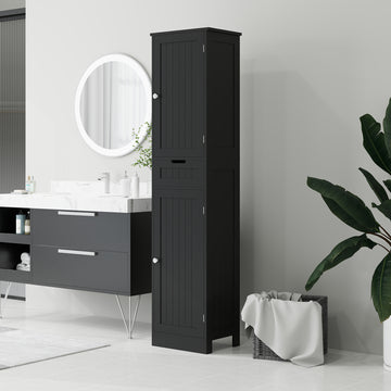Freestanding Bathroom Cabinet with Drawer and 2 Doors, Tall Bathroom Cupboard for Kitchen, Study, Living Room