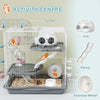 3-Tier Hamster Cage, Portable Gerbil Cage with Exercise Wheels, Water Bottle, Food Dish, for Dwarf Hamsters, Mouse, Grey
