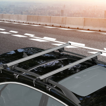 2pc Roof Rack Car Roof Top Lockable Aluminum Cross Bars Adjustable Baggage Luggage Carrier, Silver (49
