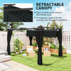 10' x 13' Pergola with Retractable Canopy and Curtains, UPF30+ Sun Shade Shelter for Grill, Garden, Backyard, Deck, Dark Grey