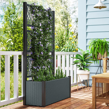 Wicker Outdoor Planter with Trellis, 58