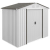 7' x 4' x 6' Garden Storage Shed Outdoor Patio Metal Tool Storage House w/ Foundation Kit and Double Doors, Silver