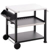 3-Shelf Outdoor Grill Cart Table with Side Handle, Stainless Steel Pizza Oven Stand on Wheels, Black