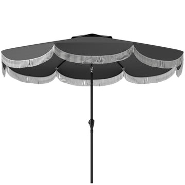 9FT Patio Umbrella Parasol, UPF 30+ Outdoor Market Umbrella with Crank, 8 Ribs, Push Button Tilt, Vented Patio Table Umbrella for Deck Backyard Lawn, Charcoal Grey