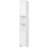 Tall Bathroom Vanities, Narrow Bathroom Cabinets with 2 Doors, Open Compartment and Adjustable Shelves, White