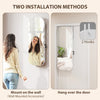 Jewelry Armoire Cabinet with Lights, Wall Mounted or Door Hanging Mirror Jewelry Cabinet with Full Length Mirror, White