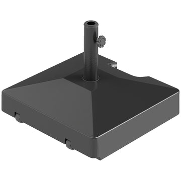 Plastic Square Patio Umbrella Base with Wheels Handle, Heavy Duty Outdoor Umbrella Stand Base, Filled Up to 73lb with Stand or 57lb with Water for Garden, Poolside, Black