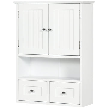 Bathroom Wall Cabinet, Medicine Cabinet, Over Toilet Storage Cabinet with Shelf and Drawers for Hallway, Living Room, White