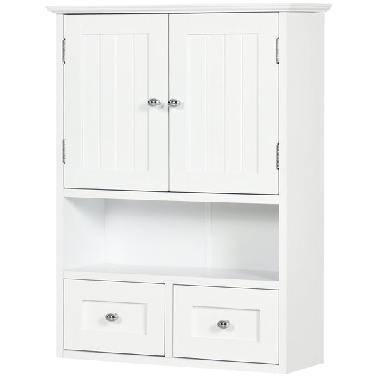 Armoire murale de salle de bain, armoire à pharmacie, armoire de rangement au-dessus des toilettes avec étagère et tiroirs pour couloir, salon, blanc