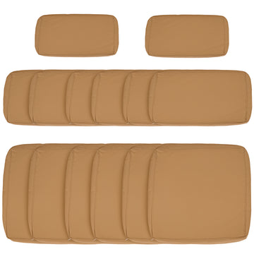Outdoor 14pc Patio Rattan Sofa Set Cushion Polyester Cover Replacement Set - No Cushion Included Beige | Aosom Canada