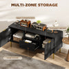 Modern TV Console for TVs up to 50 Inch, Entertainment Center with Smart RGB LED Lights and Soft Close Doors, Black