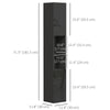 Tall Bathroom Cabinet, High Gloss Storage Cabinet with Doors and Adjustable Shelves, 11.8