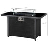 Propane Fire Pit Table 43in Outdoor Fire Table, 50,000 BTU Pulse-Ignition Wicker Firepit Furniture with Glass Wind Guard, Blue Glass Rock, CSA Certification