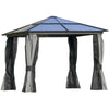 10' x 12' Hardtop Gazebo Canopy with Polycarbonate Roof, Aluminum Frame, Netting, Curtains and Ceiling Hook