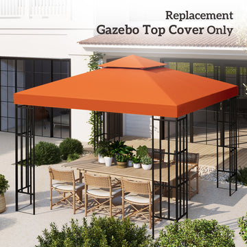 10' x 10' Square 2-Tier Gazebo Canopy Replacement Top Cover Outdoor Garden Sun Shade, Orange