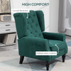 Fabric Accent Chair, Button Tufted Armchair, Upholstered Modern Living Room Chair, Wingback Chair with Wood Legs, Rolled Arms, Thick Padding for Bedroom, Dark Green