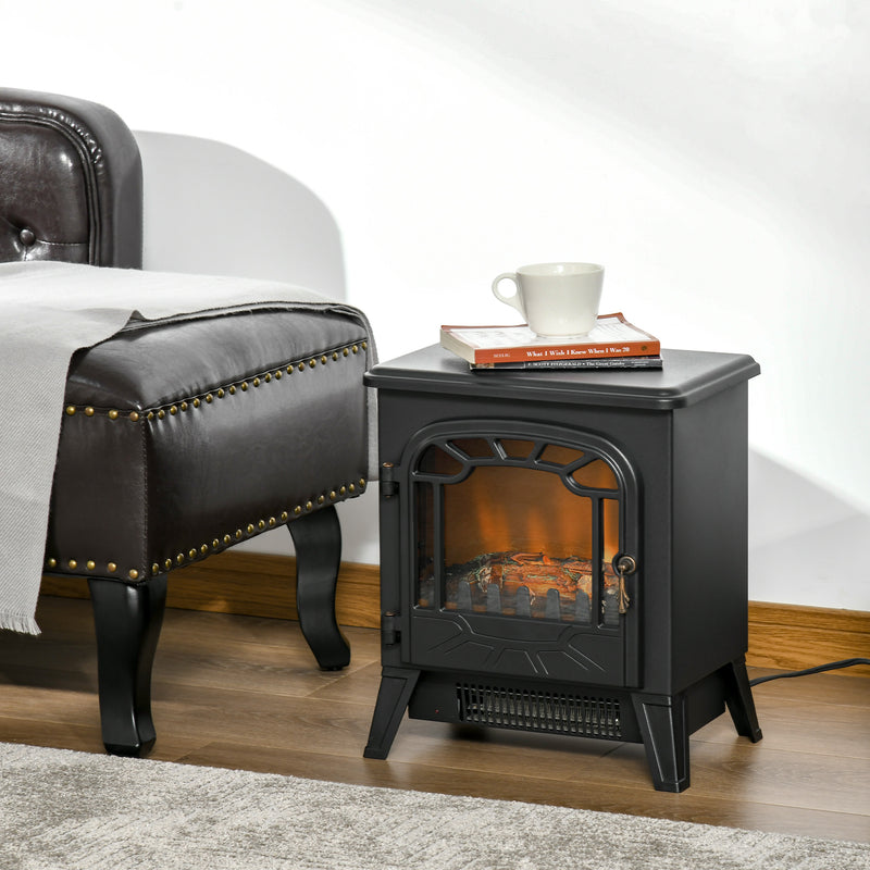 Freestanding Electric Fireplace Stove Heater with Realistic Flame Effect, Overheat Protection, 750W/1500W