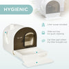 Cat Litter Box with Lid, Removable Tray, Scoop, Filter, White