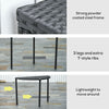 Half Round Side Table, PE Rattan Coffee Table with Metal Frame for Patio, Garden, Balcony, Black