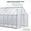 6' x 12' x 6.5' Walk-in Greenhouse, Polycarbonate Greenhouse with Adjustable Roof Vent, Base, Sliding Door