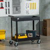 Rolling Tool Cart, 2 Tier Mobile Service Utility Cart with Wheels, Black