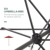 6.6FT Patio Umbrella, Outdoor Parasol with 6 Solid Ribs, Wine Red