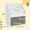 Qaba Kids Bookshelf with 3 Tier Display Shelves, Drawer for Nursery, Grey