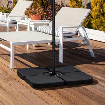4 Piece Umbrella Base Stand w/ U Locking, 132 lb Capacity Water or 172 lb Capacity Sand, Black