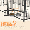 6.9' x 4.6' x 5' Outdoor Dog Kennel with Canopy, Rotating Bowls, Coffee