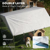 7.5' x 7.5' x 5.6' Outdoor Dog Kennel Heavy Duty Galvanized Steel Chain Link with UV-resistant Roof, Silver