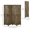 4-panel Wall Partition Farmhouse Room Separator with Foldable Design Wooden Frame 5.6FT, Brown
