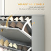 Narrow Shoe Storage with 3 Flip Drawers and Adjustable Shelves, Shoe Cabinet Organizer for 12 Pairs of Shoes, Grey